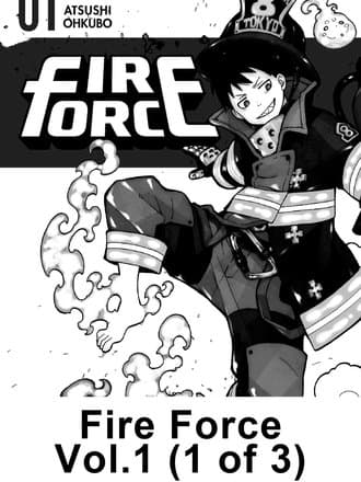 The cover MangaSendr made for Fire Force 01 (1 of 3): the first page, with the title and part number printed at the bottom