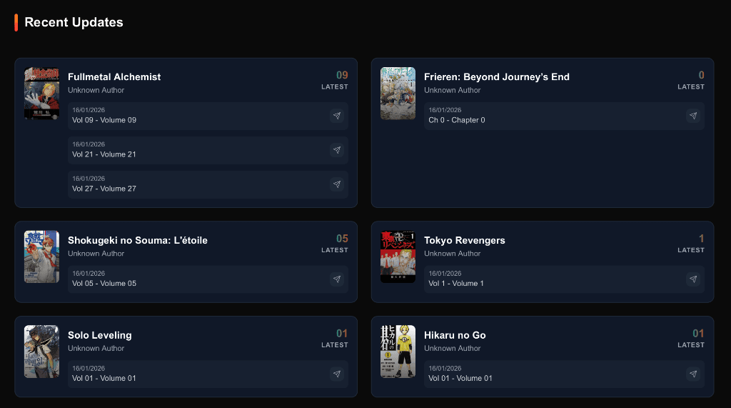 MangaSendr Dashboard